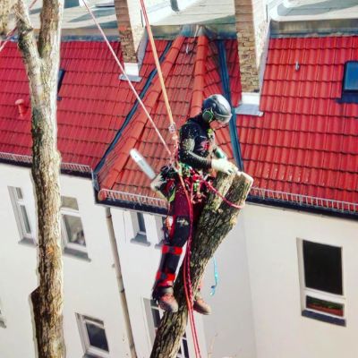 Hubarbeitsbühne im Einsatz, Berlin.